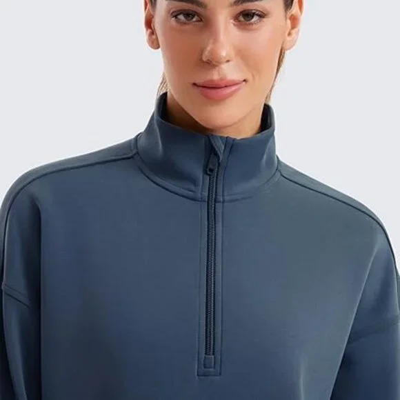CRZ YOGA Women Half Zip Sweatshirt Long Sleeve Pullover w/ Pocket Size M - Picture 4 of 6